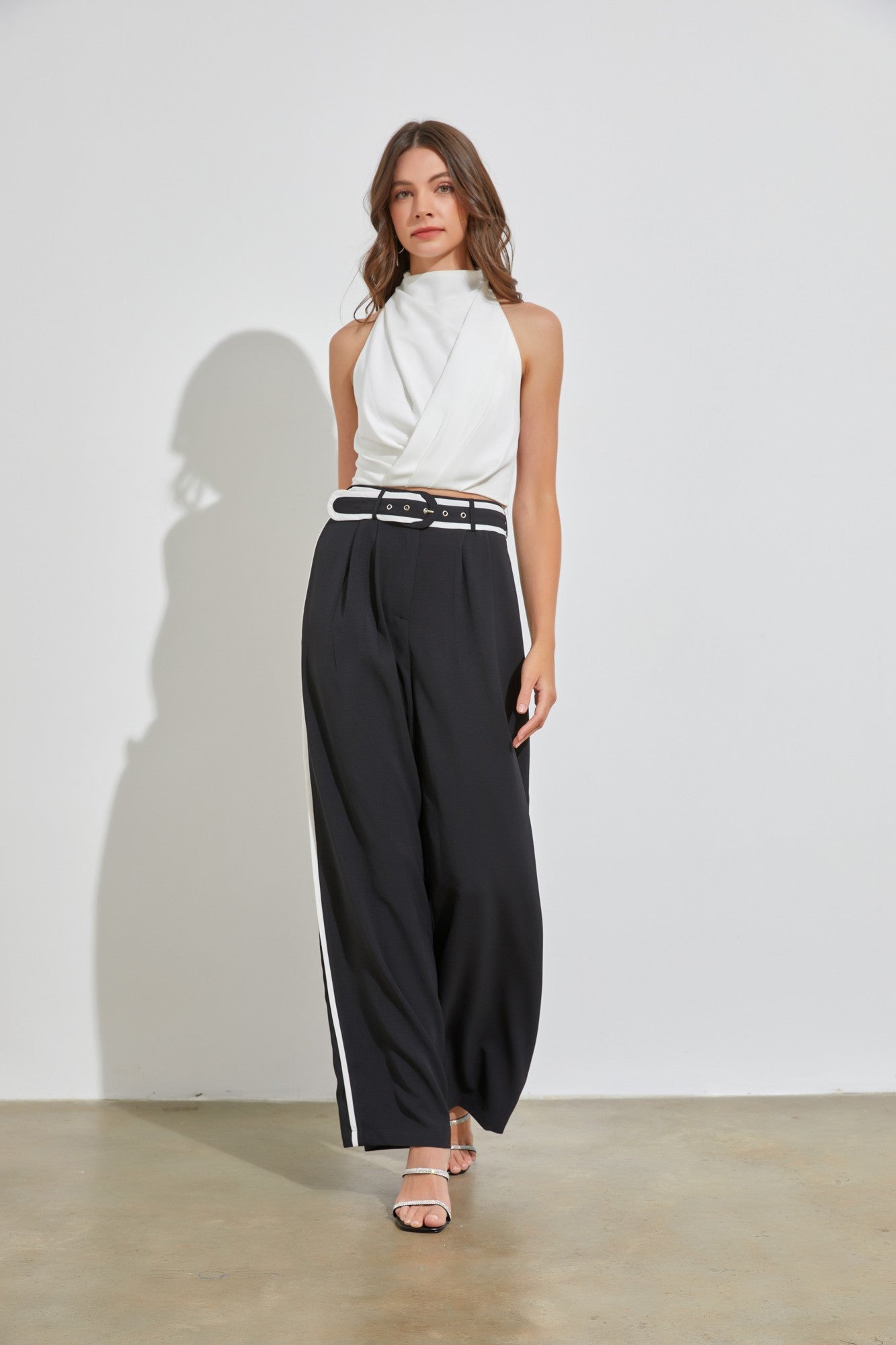 Belted Black and white pants